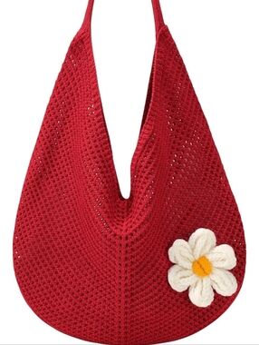 Red Crochet Daisy Sling Bag - Women Bags